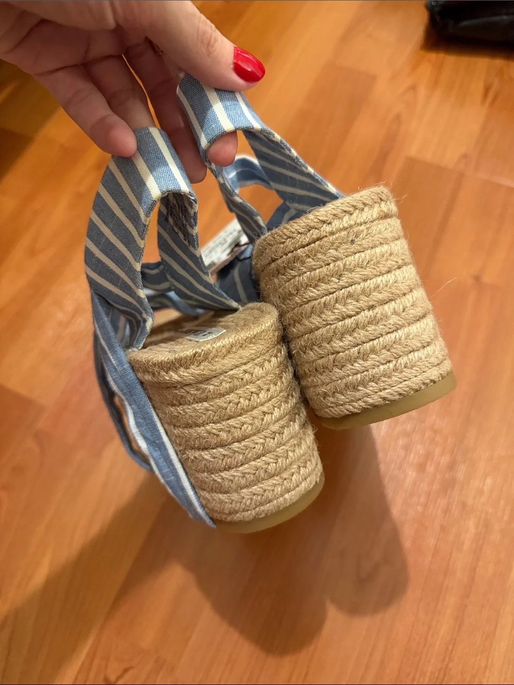 NWT Zara Blue Stripe Espadrille Platform Sandals